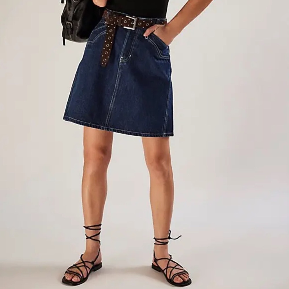 New Free People We The Free Suzi Denim Midi Skirt sz 24